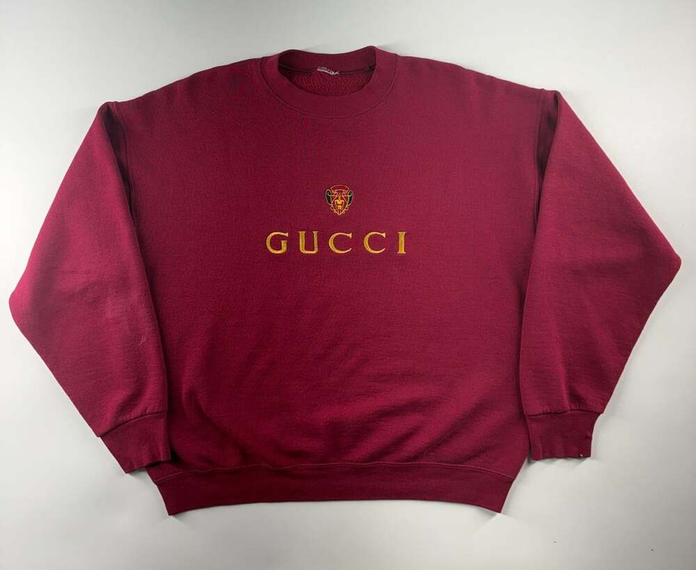 Gucci Vintage Bootleg Sweatshirt Burgundy Red Crest Logo